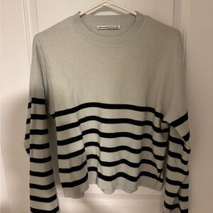 Abercrombie & Fitch Cream Crewneck Sweater with Black Stripes